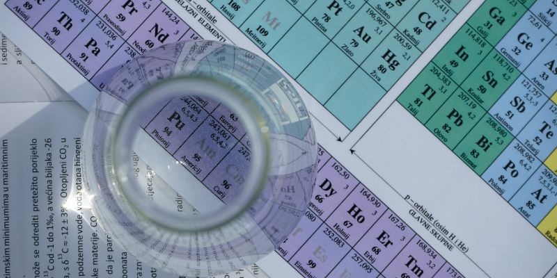 Glass sitting on top of a periodic table diagram